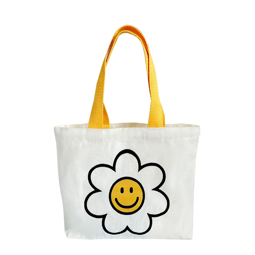 뷰레이터닷컴 스마일플라워 캔버스 미니 에코백 면가방 인쇄가능