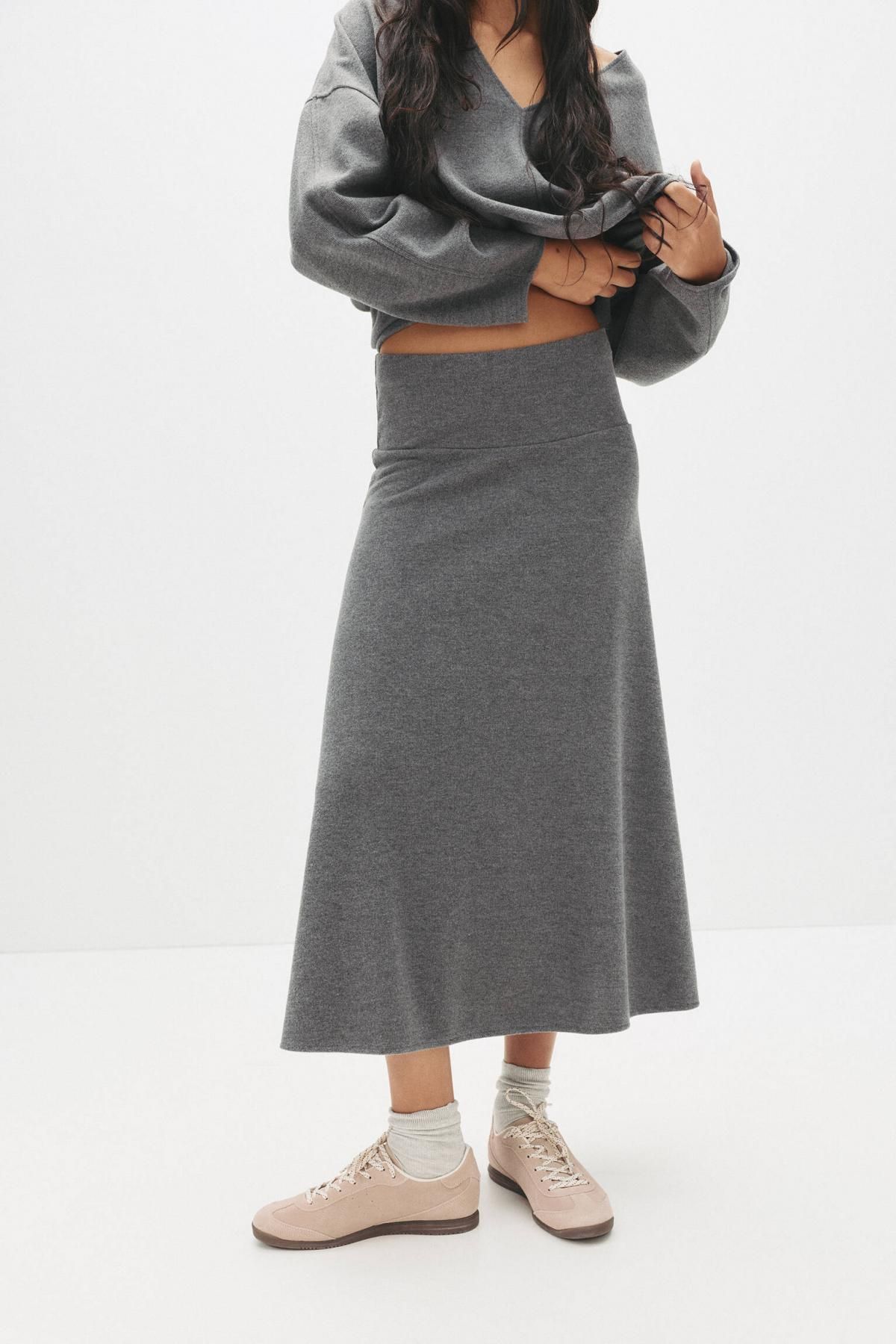 풀앤베어 소프트터치 프릴 밴딩 미디 스커트 7400/341 MEDIUM GREY - 상세 이미지 4