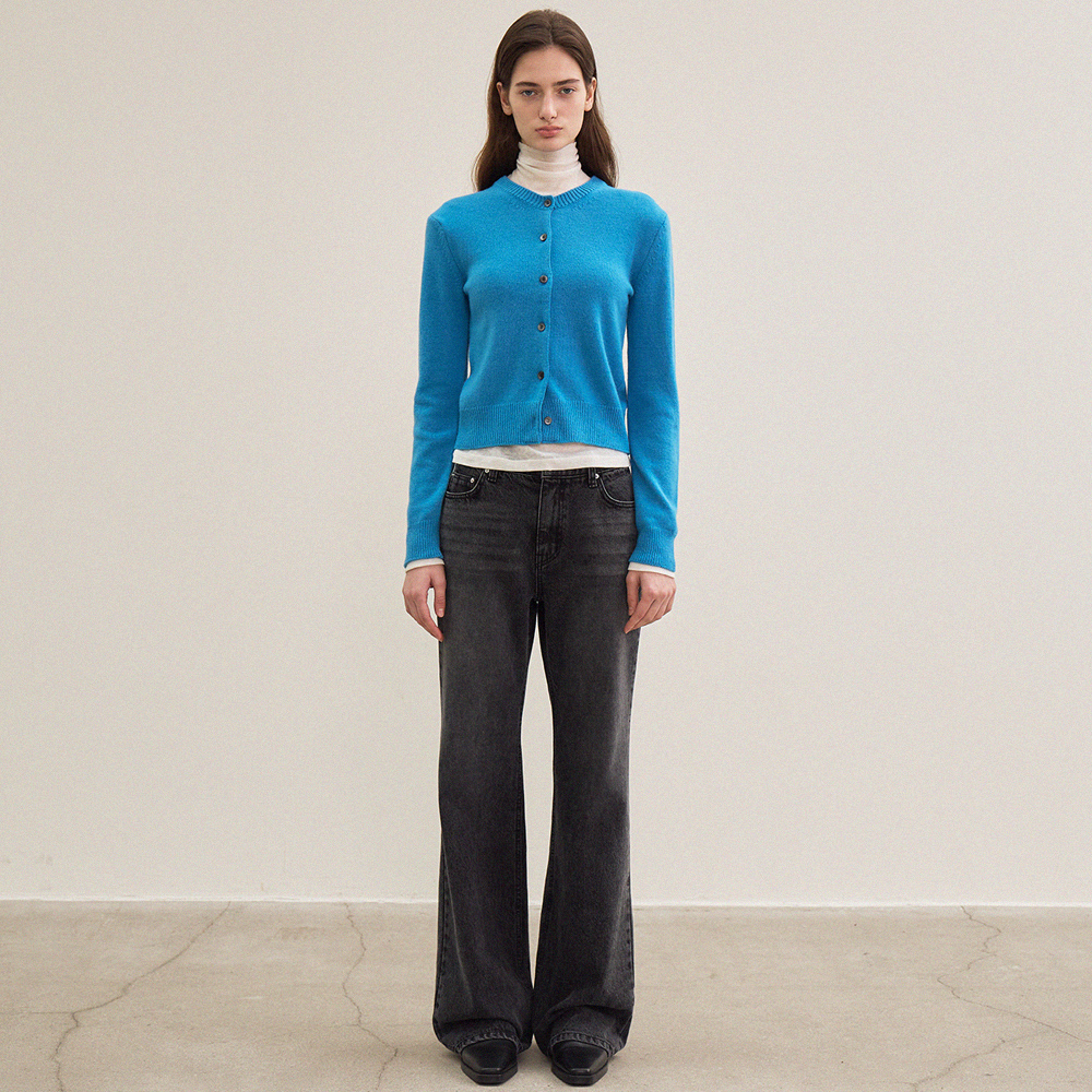 essential round neck cardigan (blue) - 상품 이미지