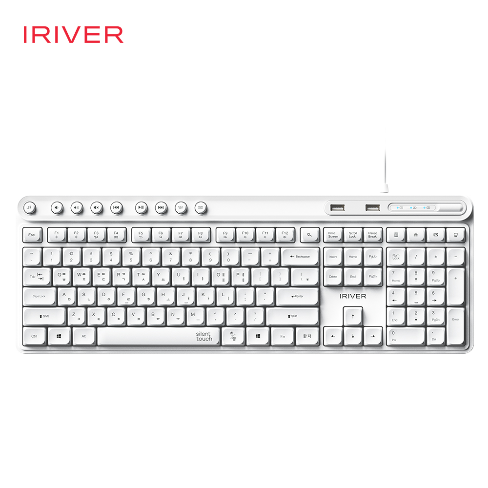 아이리버 항균 2PORT HUB 무소음 유선 키보드 K601U 화이트 - 상세 이미지 4