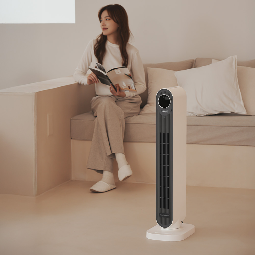 한경희 초저소음 스마트PTC 타워형 온풍기 전기히터 HAAN-P7000a 블랙 - 상세 이미지 4