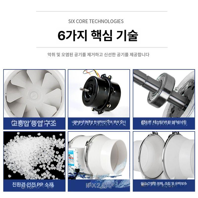 산업용 배기팬 소형 튜브 욕실 닥트 업소용 덕트 배풍기 시로코팬 배관 덕트팬 화장실 환풍기 5인치 125mm+1m 덕트 - 상세 이미지 3