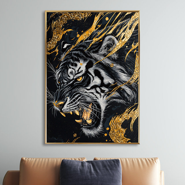 돈들어오는 황금 호랑이 그림 액자 대형 캔버스 거실 인테리어 포스터 이미지 8
