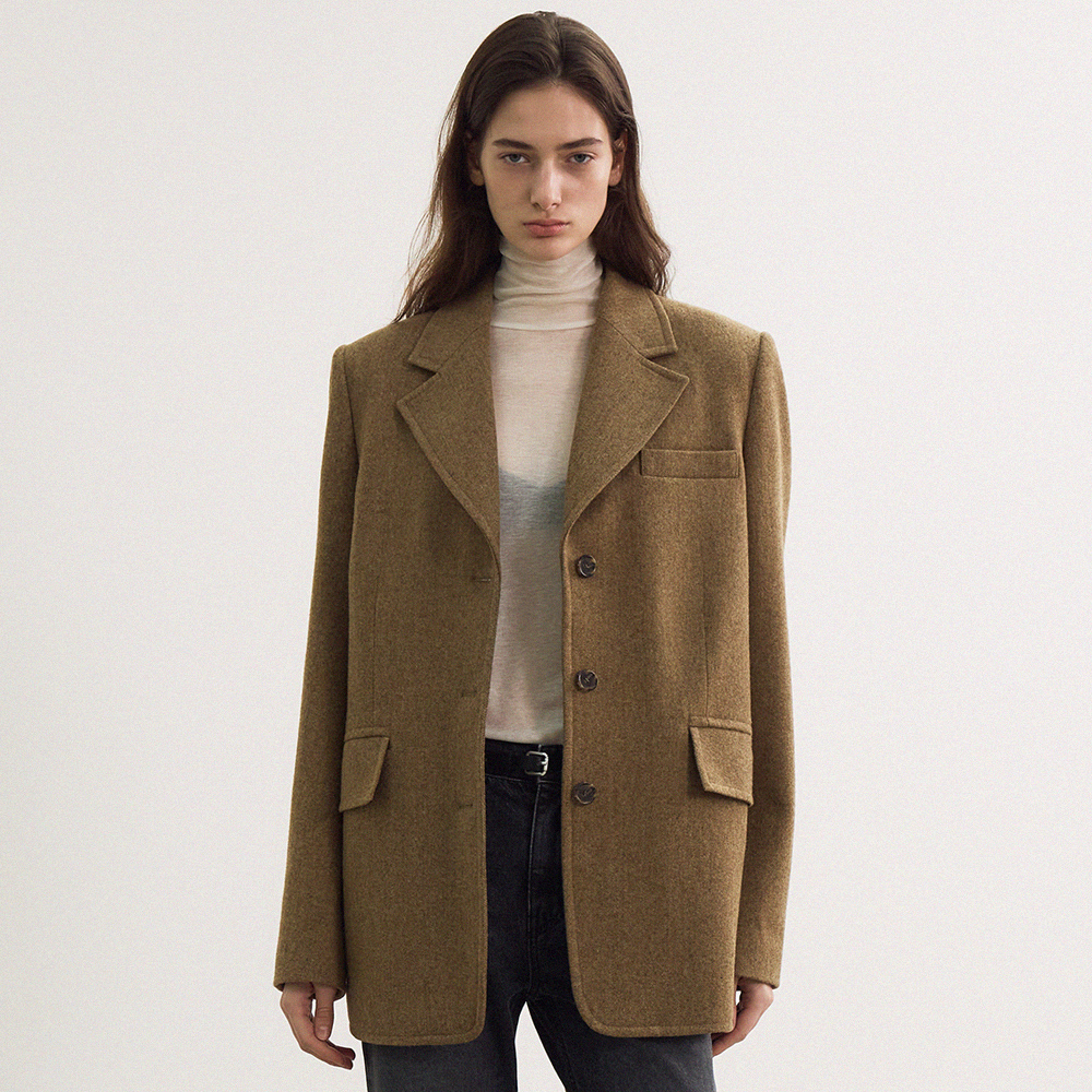 melange wool single blazer (camel) - 상품 이미지