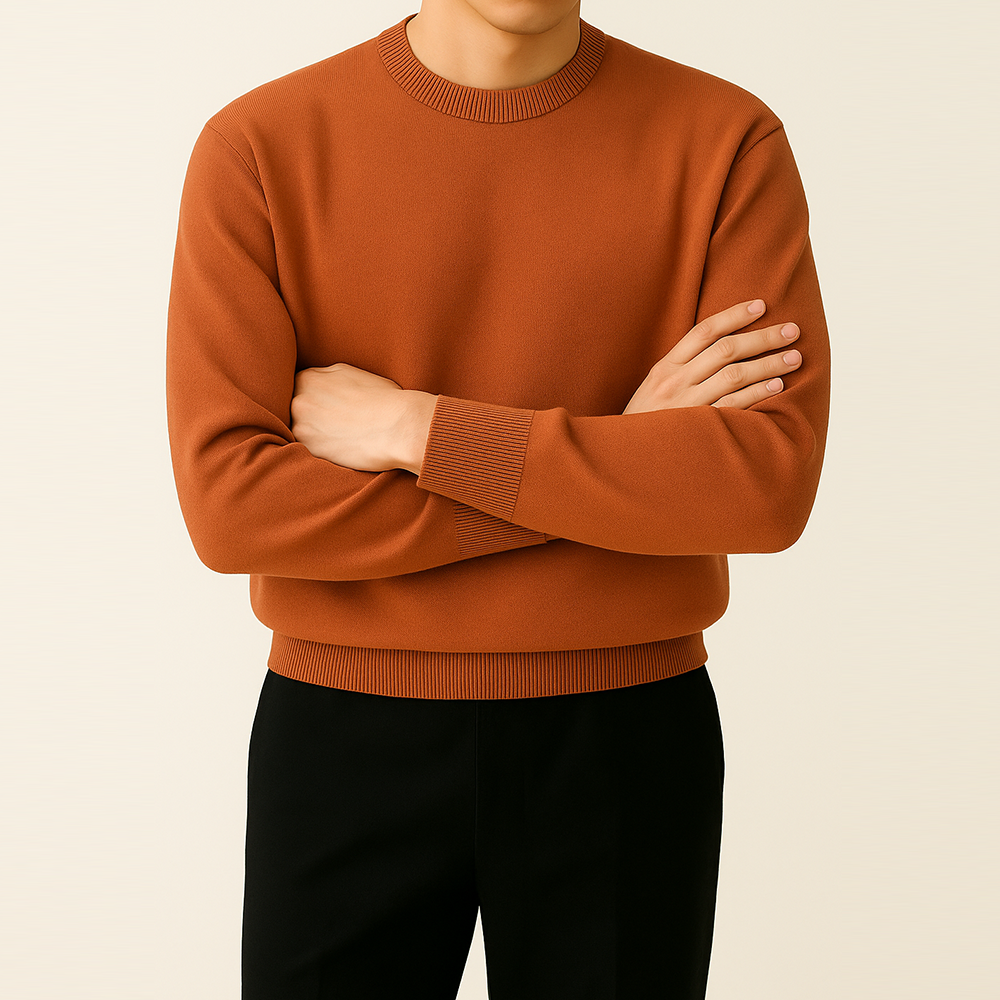 LAINE 남자니트 가을 오버핏 워셔블 LOGAN 니트 더스티 오렌지, M (95-100) - 상세 이미지 3