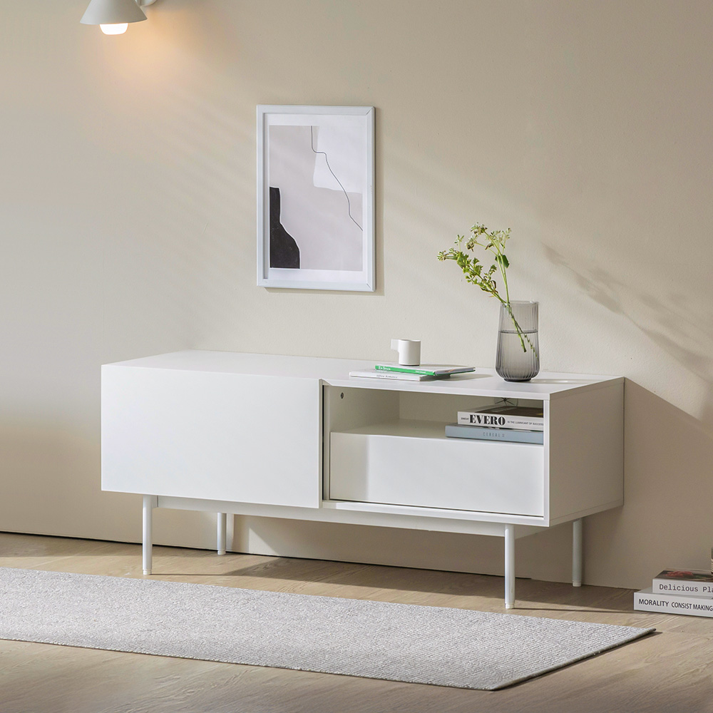 장인가구 리비오 슬라이딩 높은 TV 다이 거실장 1200 AV 선반 서랍 장식장