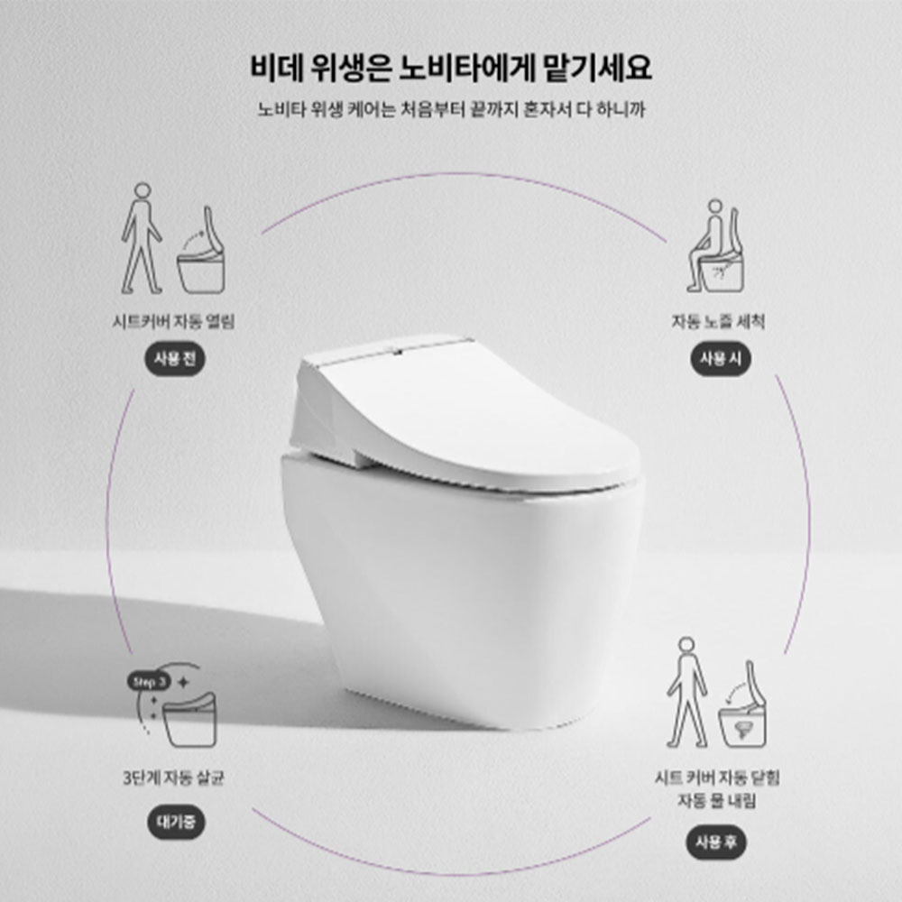 노비타 살균 프리미엄 자동 물내림 방수비데 BD-H900HS (뉴트럴 실버)기사방문설치 - 상세 이미지 2