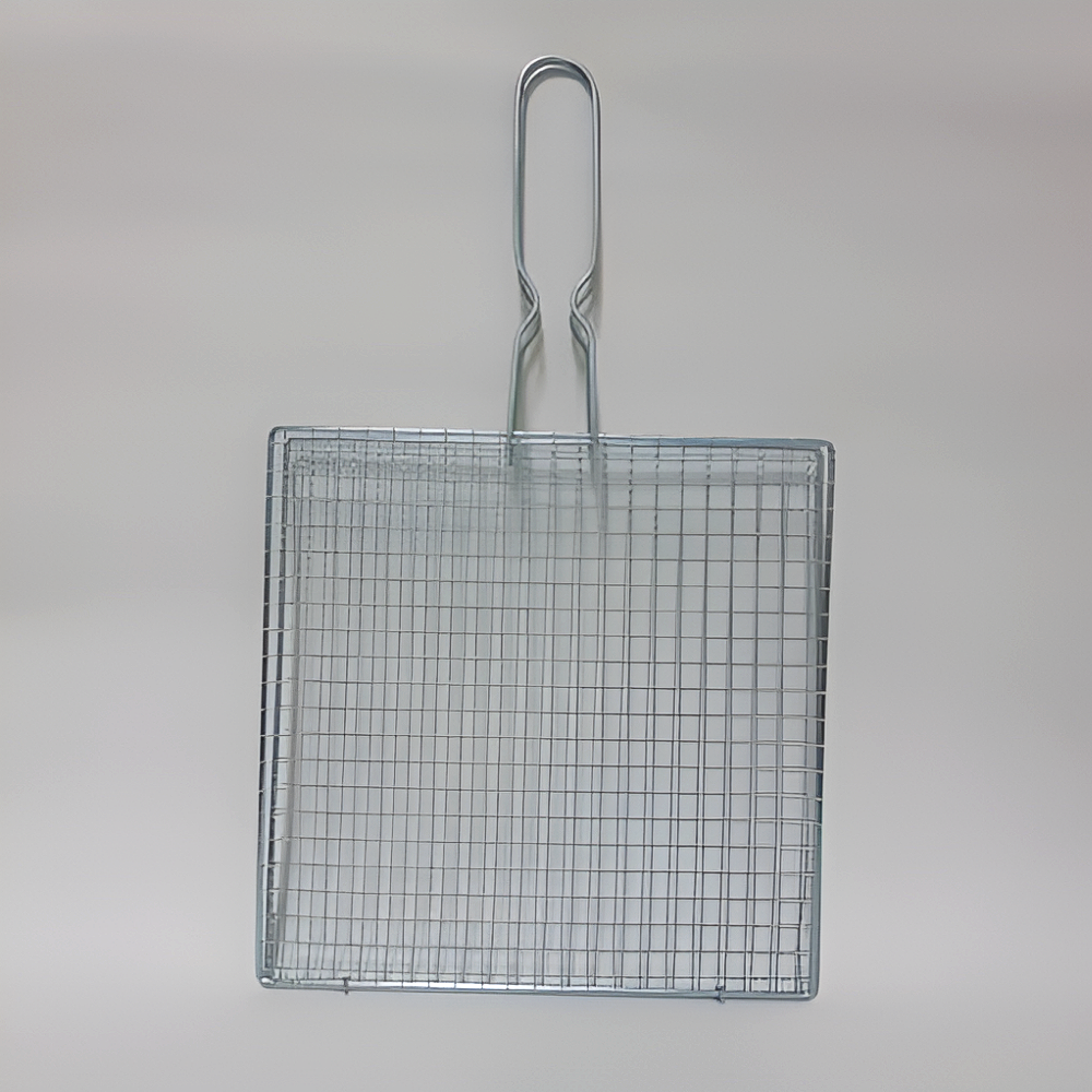 일회용 접이식 양면 철망 석쇠 업소용 캠핑 바베큐 그릴 고기 손잡이 석쇠 망 불판 26cm - 메인 이미지