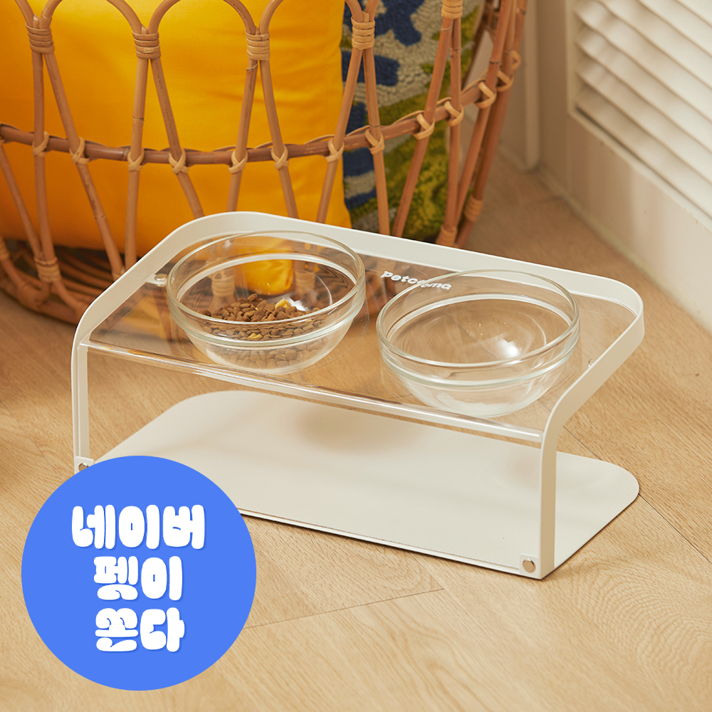 펫코본 강아지밥그릇 고양이물그릇 식기 식탁 유리 아크릴 2구