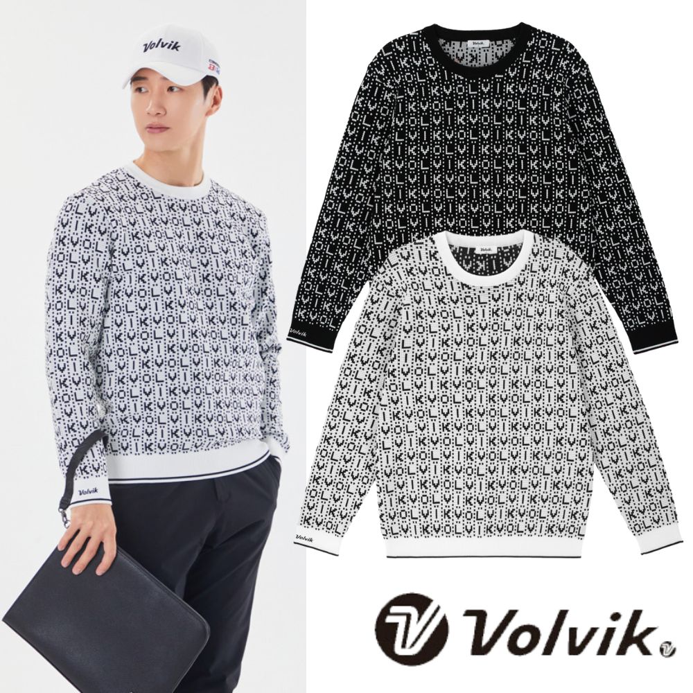 볼빅 골프웨어 볼빅 남성골프웨어 남성골프니트 간절기 패턴 라운드 긴팔 스웨터 VMKTP901 - 상품 이미지