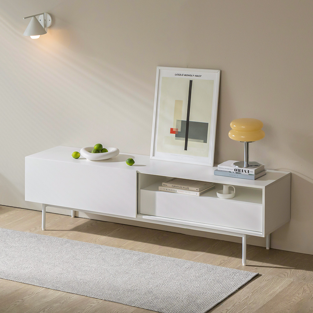 장인가구 리비오 슬라이딩 높은 TV 다이 거실장 1600 AV 선반 서랍 장식장