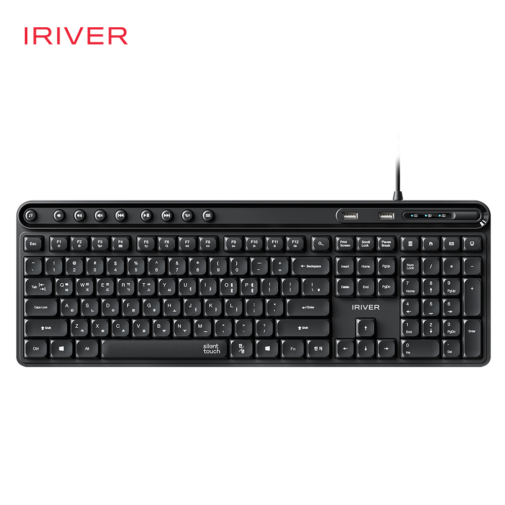 아이리버 항균 2PORT HUB 무소음 유선 키보드 K601U 블랙 - 상품 이미지