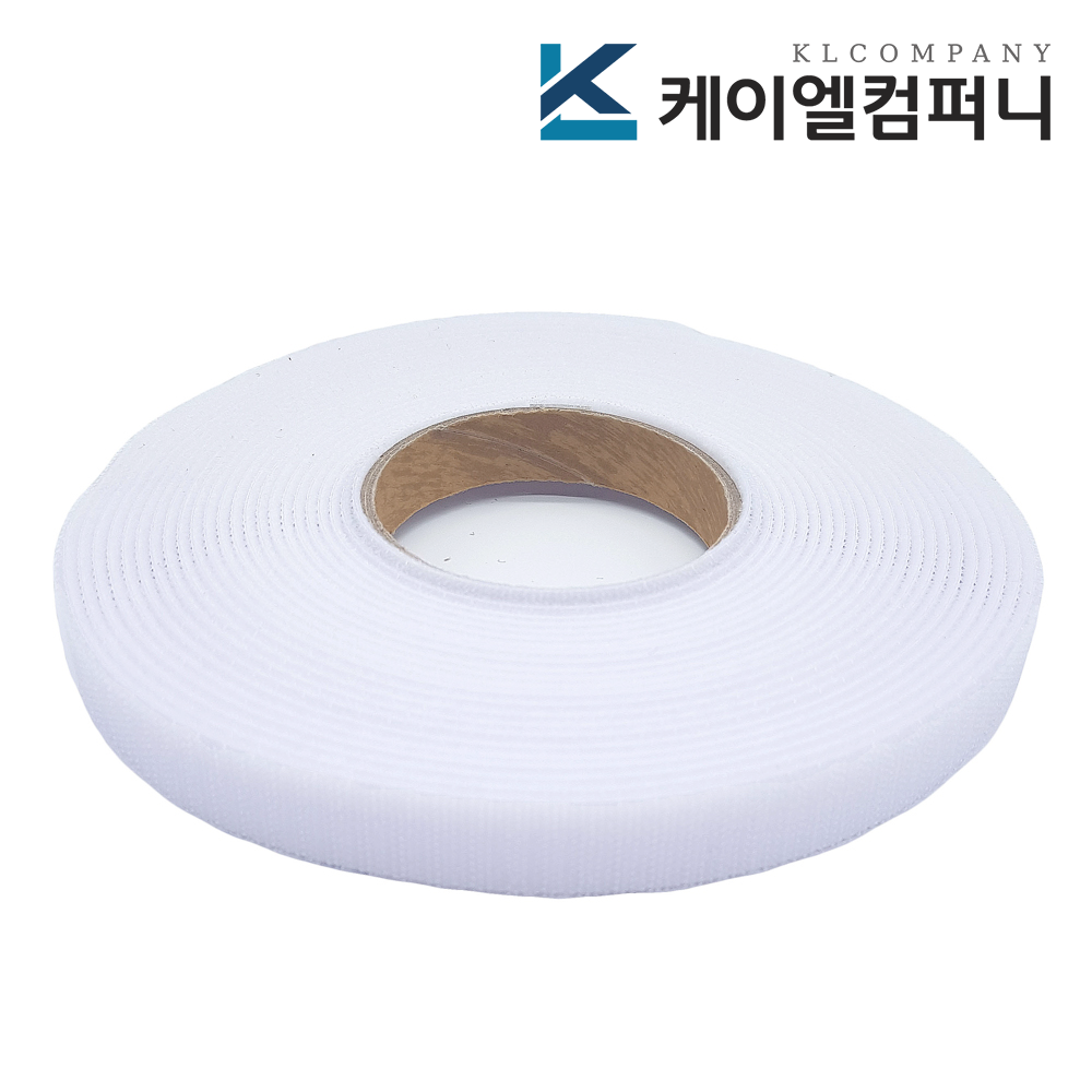 폭 2cm 국산 잘라쓰는 재사용 전선정리 컬러 색상 양면벨크로타이 3개, 10미터, 흰색일반형 - 상품 이미지