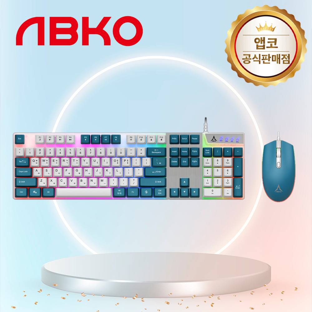 앱코 KM500 키보드 마우스 세트 화이트 V1, 멤브레인 - 메인 이미지