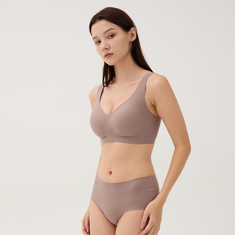 힙핑크 빅사이즈 심리스 노와이어 어깨끈넓은 커버업 심리스 브라팬티 속옷세트 (M~5XL) - 상세 이미지 3