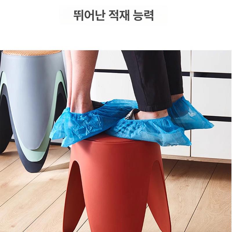 북유럽 라운드 플라스틱 스툴 다용도 인테리어 간이의자 스페이스그레이 - 상세 이미지 2