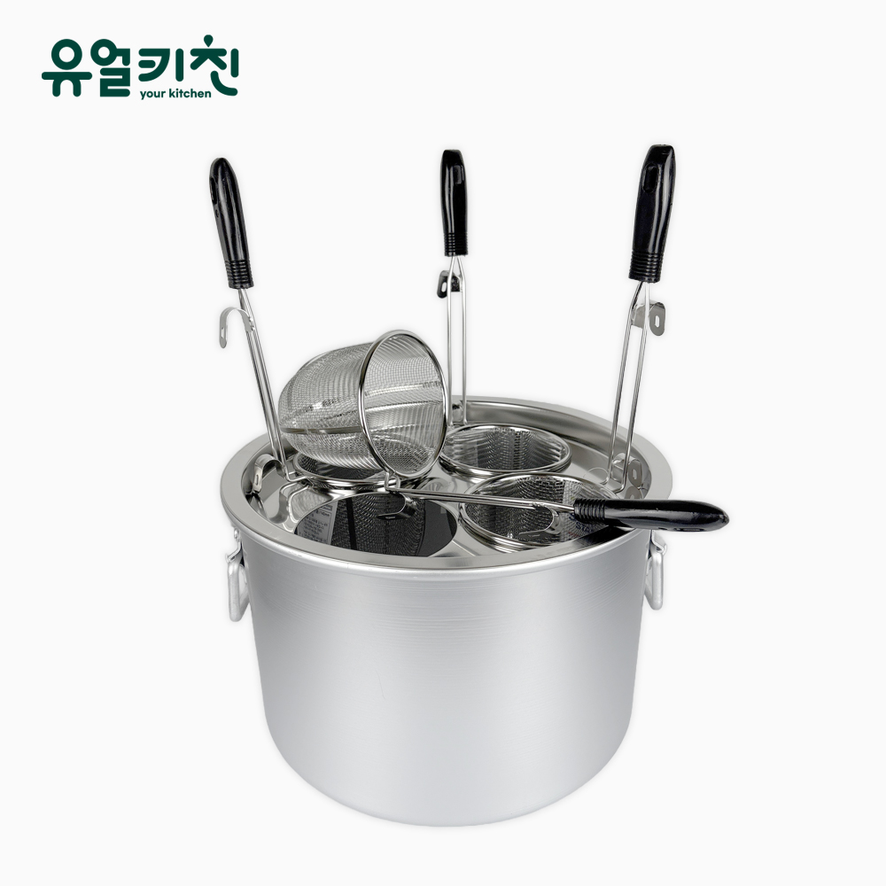 업소용 양은 해면기 4구 세트 (냄비+받침대+건지기4개)