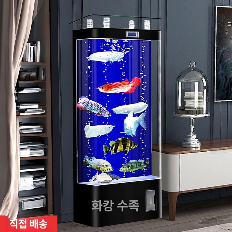 대형어항 물고기 스탠드 수조 투명 가정용 어항 관상어 스텐드 금붕어 대형 거실 블랙 40x40x138cm - 상세 이미지 2