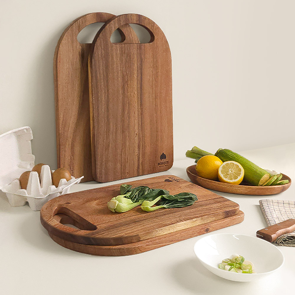 보스퀘 반원 핸들 원목 서빙 도마 나무 플레이팅 도마 - 상세 이미지 4