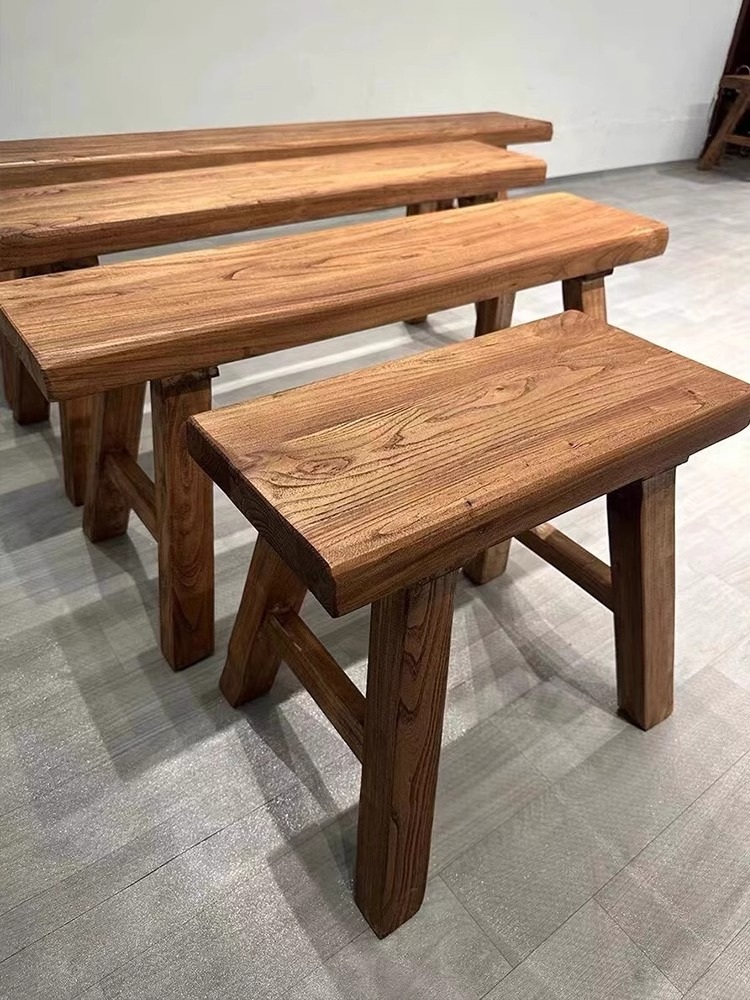 원목 벤치 의자 3인용 2인 긴의자 밴치 카페 디자인 체어 빈티지 2인용 140x30x45 높은 벤치 - 상세 이미지 3
