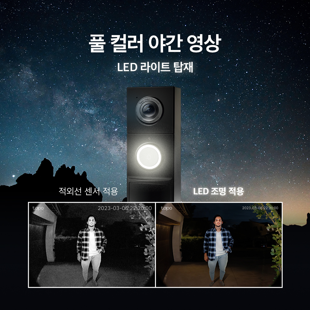 티피링크 Tapo D235 스마트 도어벨 500만화소 현관 카메라 CCTV 무선 배터리 충전 인터폰 초인종 이미지 6