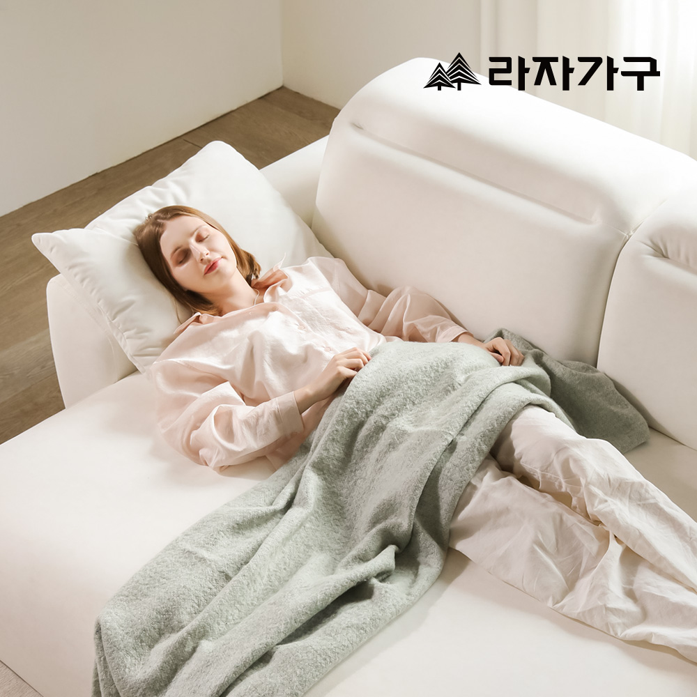 라자가구 레온 타이보텍스 패브릭 모션 쇼파 슬라이딩 리클라이너 스툴미포함, 아이보리, 4인용