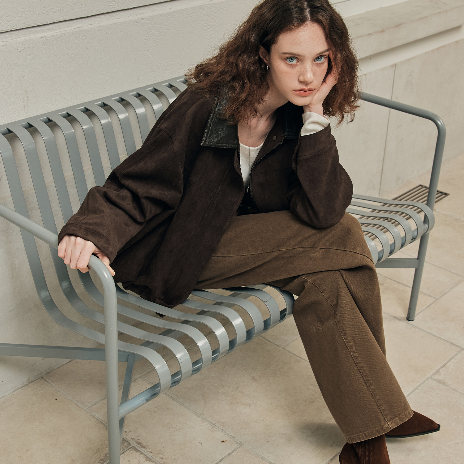 [제로스트릿] 세미 와이드 데님 팬츠 SEMI WIDE DENIM PANTS / BROWN - 상세 이미지 3