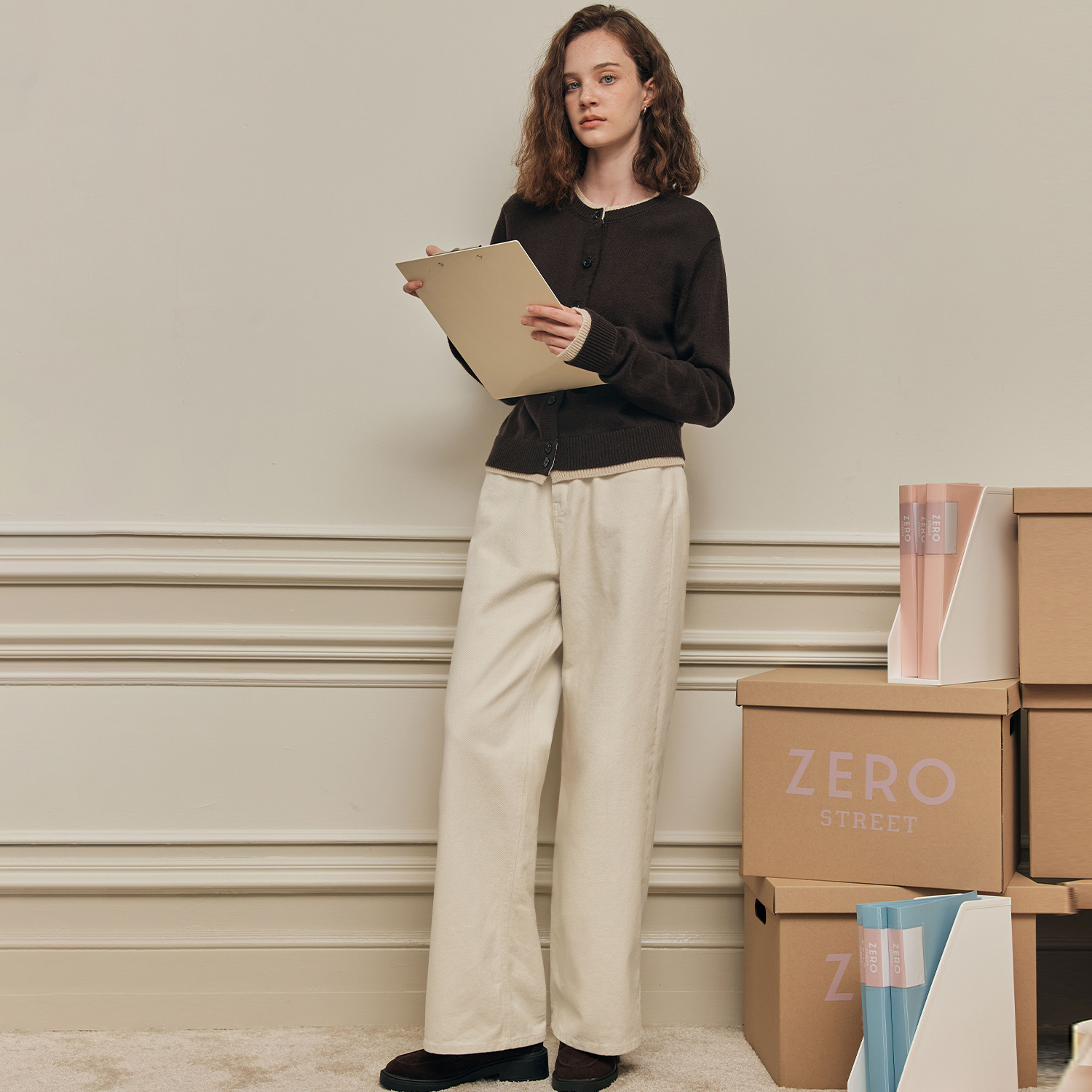 [제로스트릿] 코튼 와이드 데님 팬츠 COTTON WIDE DENIM PANTS / CREAM - 상세 이미지 3