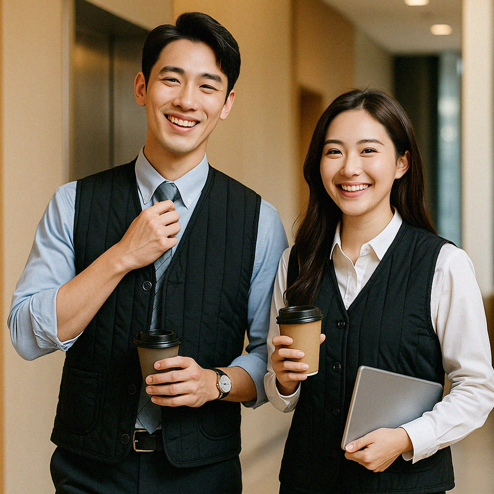 겨울 브이넥 V넥 간절기 쪼끼 패딩 경량 조끼 - 상품 이미지