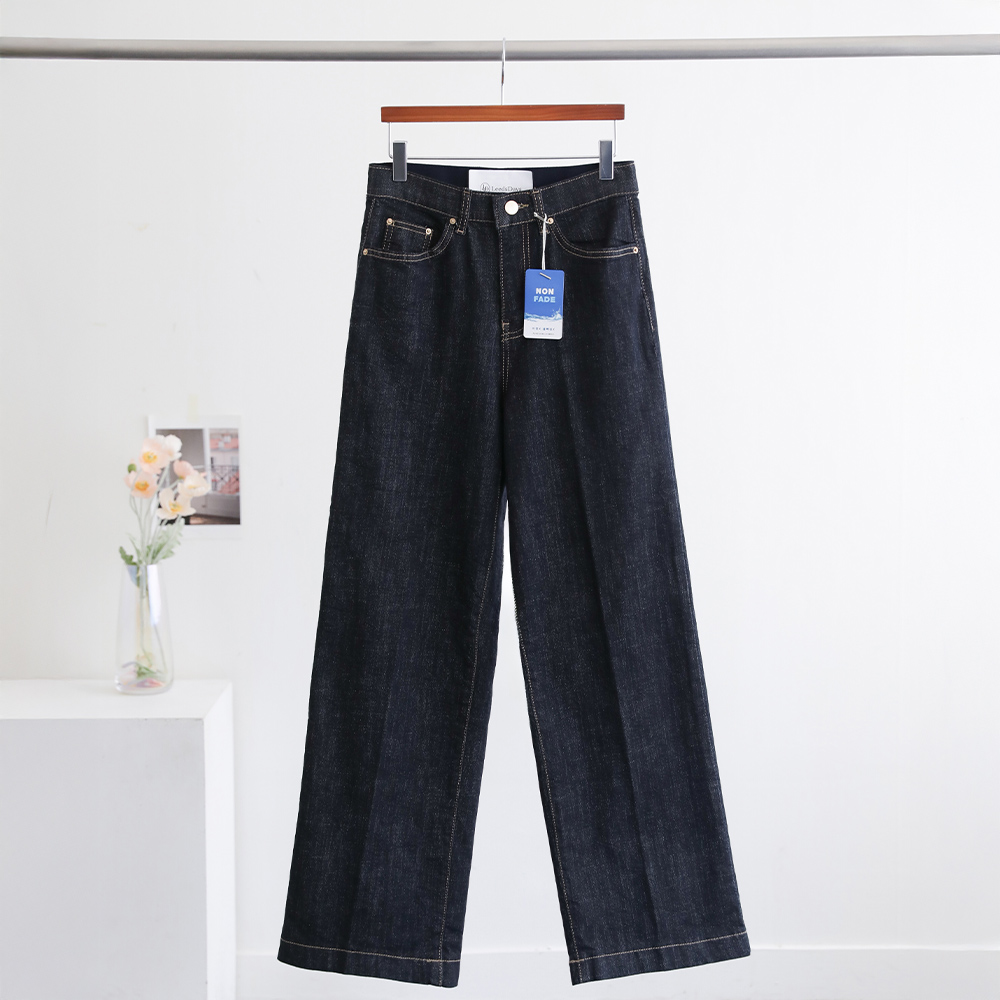 파운디 프리미엄 논페이드 스판 히든밴딩 와이드 데님 팬츠 - 상품 이미지