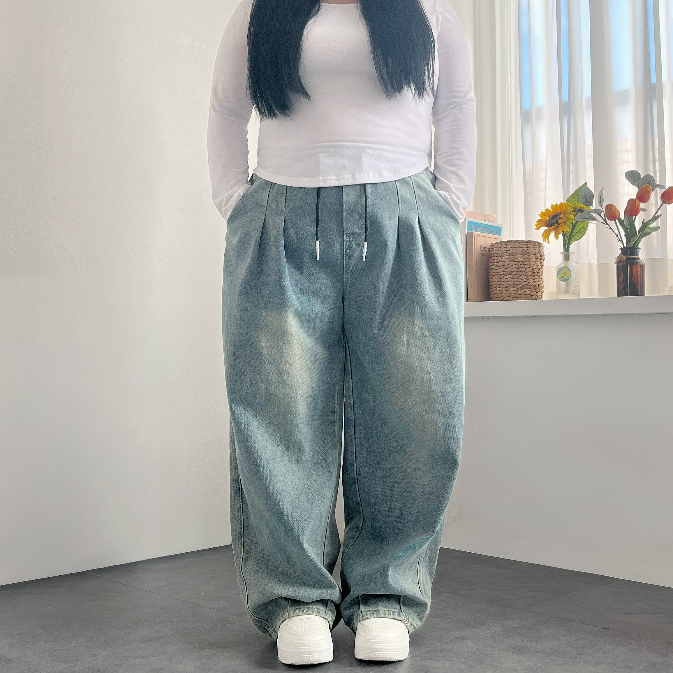 키작진 밴딩 키작녀청바지 중청데님 - 상세 이미지 2