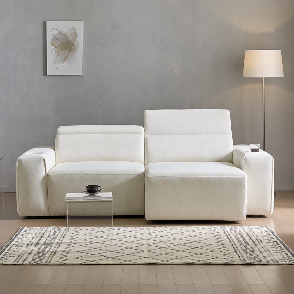 세인트블랑 릴렉시아 슬라이드 모션 아쿠아텍스 리클라이너 확장 패브릭 소파 아이보리, 3인용