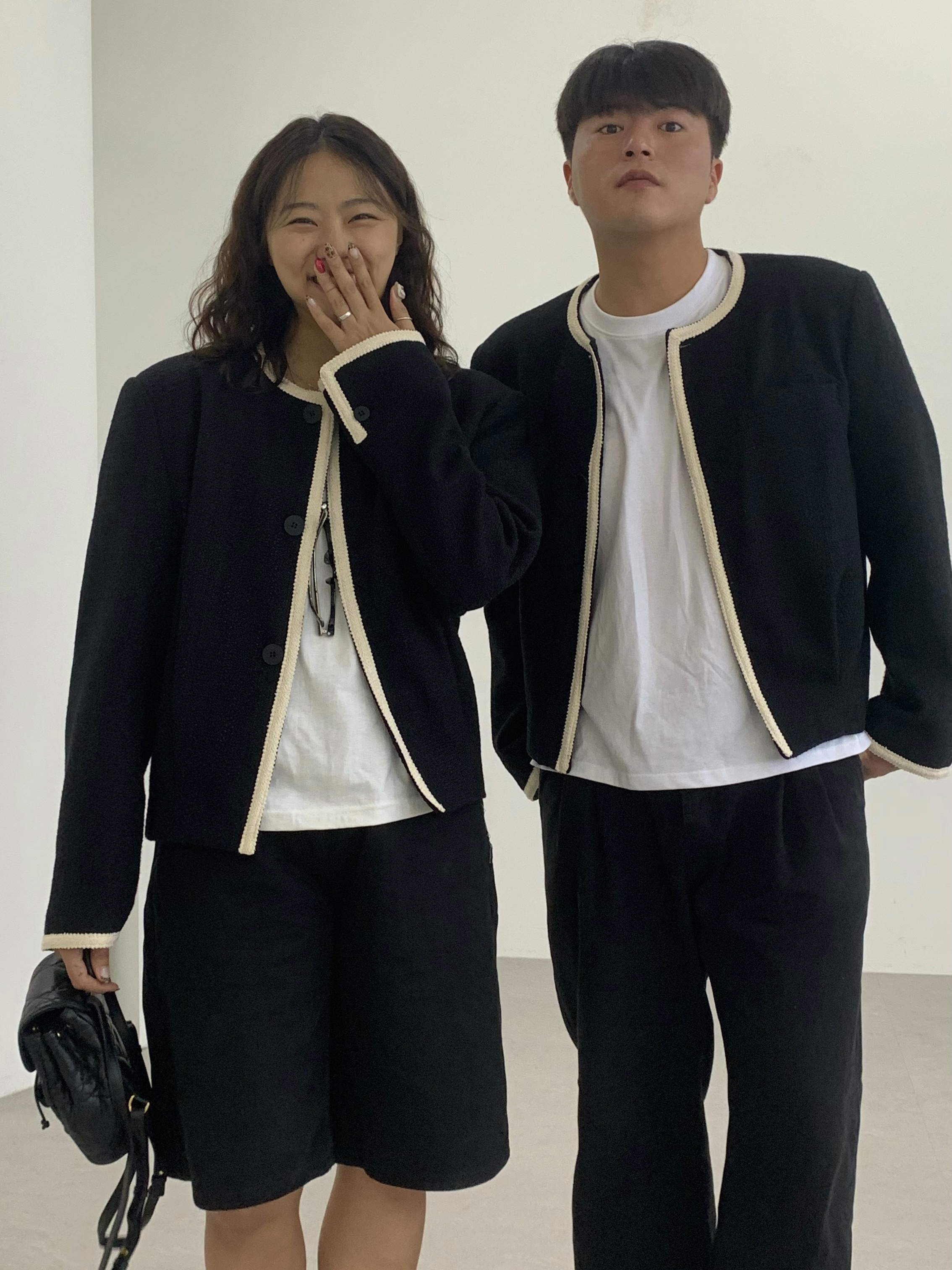 여성 트위드자켓 노카라 보이핏자켓 - 상세 이미지 2