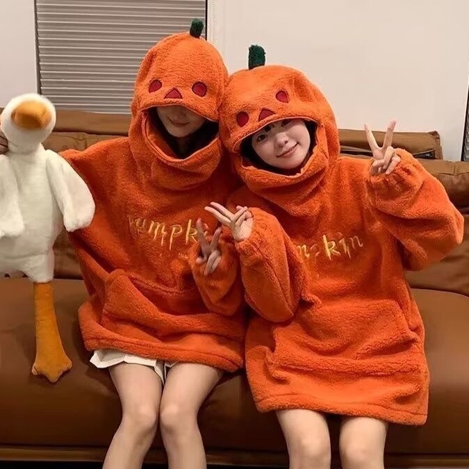 할로윈데이 커플 의상 인형탈 호박 반티 코스프레 코스튬 성인 후드티 가을 - 상세 이미지 4