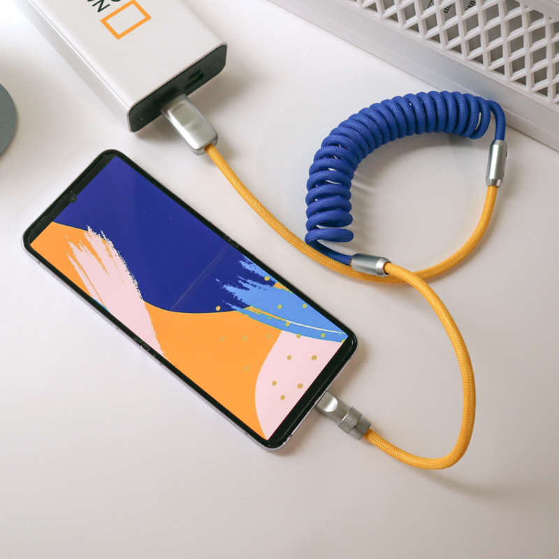 컬러 스프링 코일 USB 8핀 C타입 8핀 고속 충전 케이블 충전기 선 이미지 7