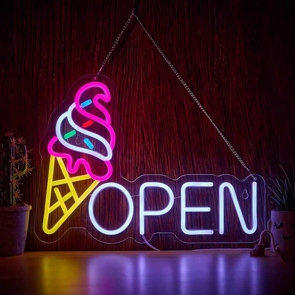 오픈 안내 LED 간판 카페 식당 매장 홍보 네온사인 A형 43x33cm + USB 5V - 상세 이미지 3