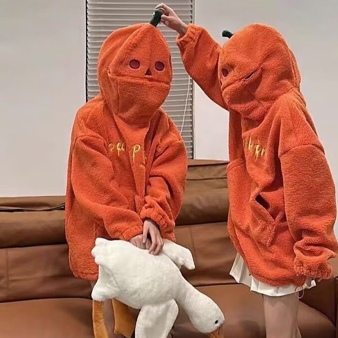 할로윈데이 커플 의상 인형탈 호박 반티 코스프레 코스튬 성인 후드티 가을 - 상품 이미지