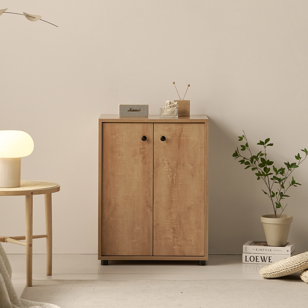 세렌 베란다 침대옆수납장 폭좁은 틈새 얇은 높은 다용도실 수납장 600x400x800, 2단, 오크 - 상품 이미지