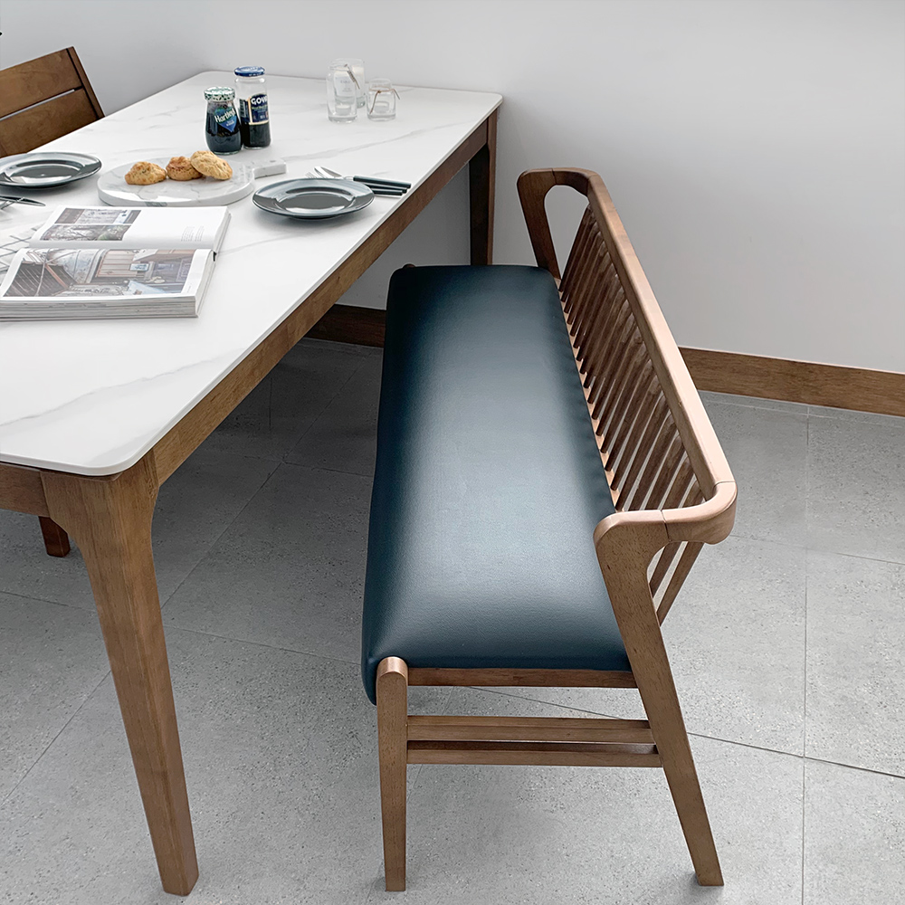 키마 6인용 원목 포세린 세라믹 식탁세트 식탁+의자3+등받이벤치1, 1800mm, 그레이