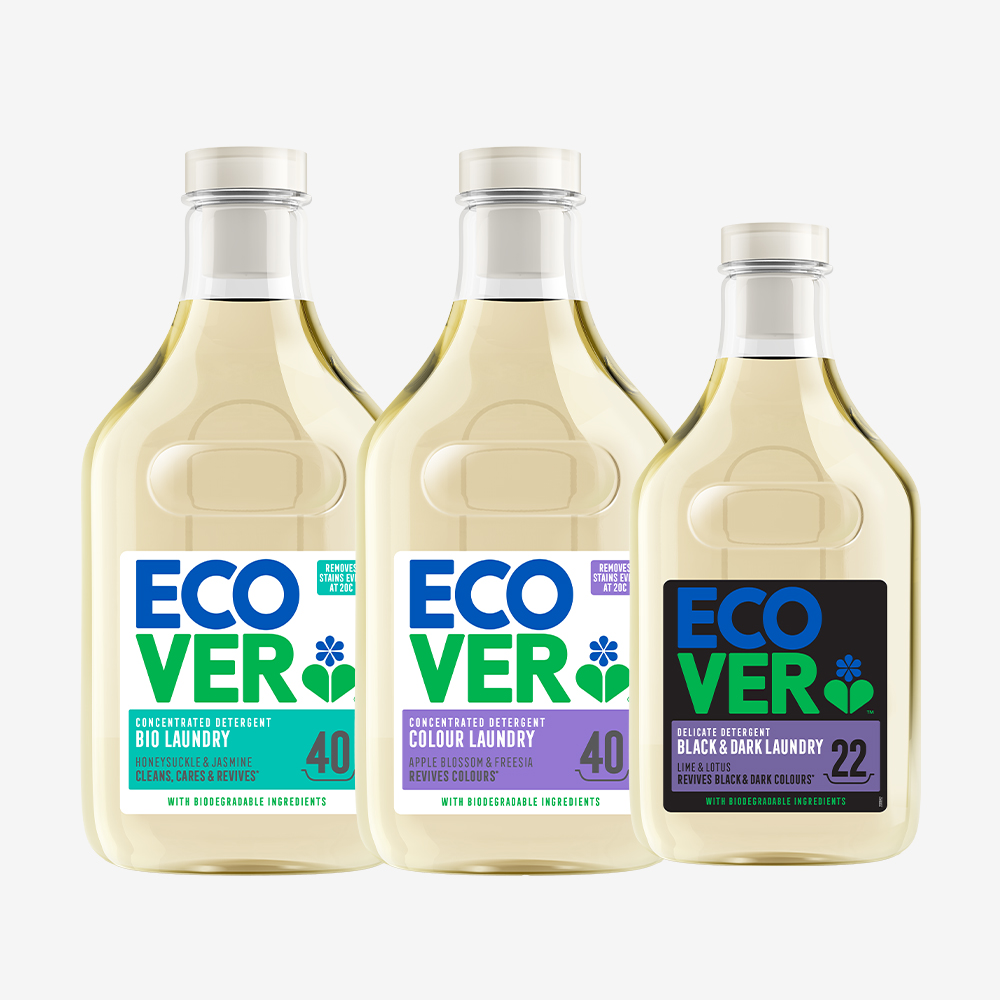 에코버 컬러 세탁세제 사과꽃&프리지아 1430ml+블랙 울세탁세제 라임&연꽃 1000ml - 상품 이미지