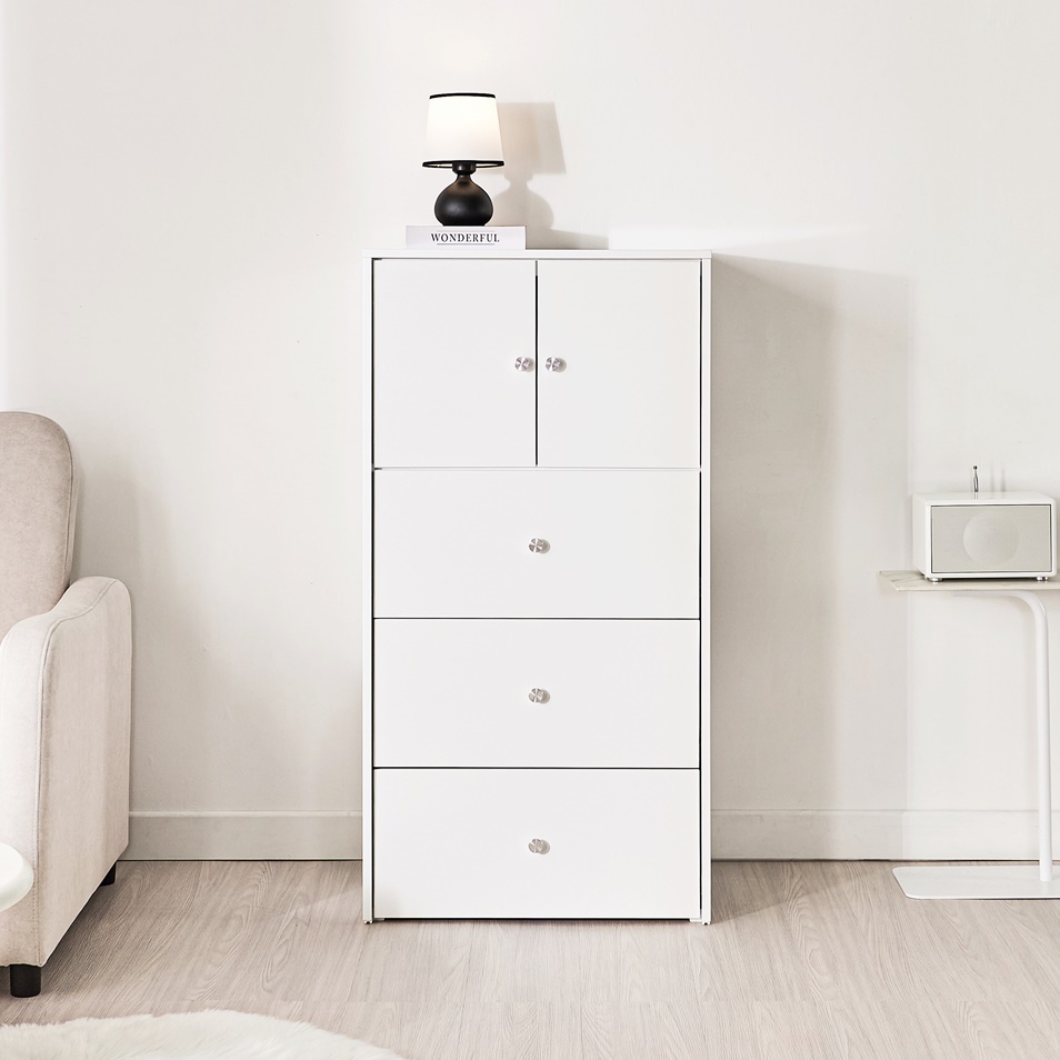 엘토 아기옷 드레스룸 안방 옷방 틈새 슬림 서랍장 600x470x1165mm, 4단, 오크 - 상세 이미지 2