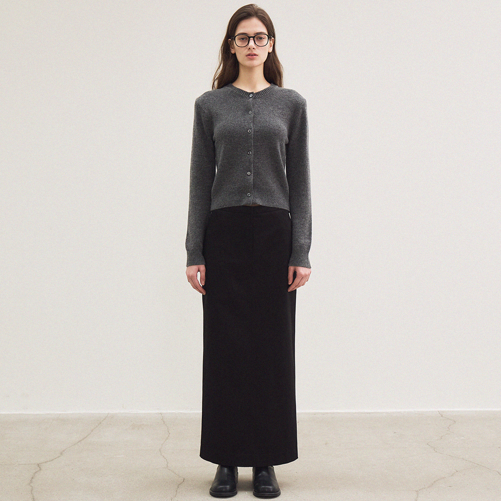 essential round neck cardigan (charcoal) - 상품 이미지