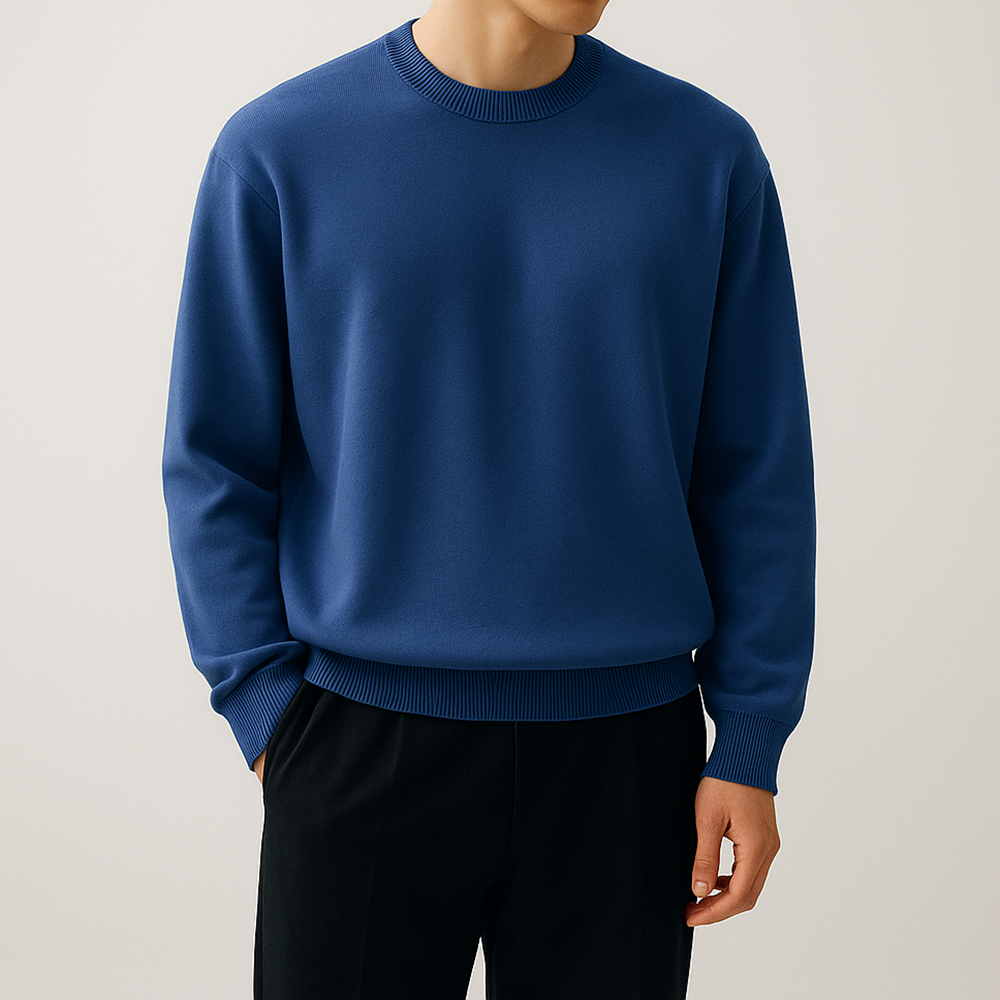LAINE 남자니트 가을 오버핏 워셔블 LOGAN 니트 딥 블루, M (95-100) - 상세 이미지 2