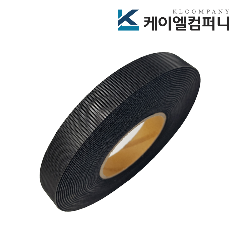 폭 2cm 국산 잘라쓰는 재사용 전선정리 컬러 색상 양면벨크로타이 1개, 10미터, 검정색슬림형 - 상품 이미지
