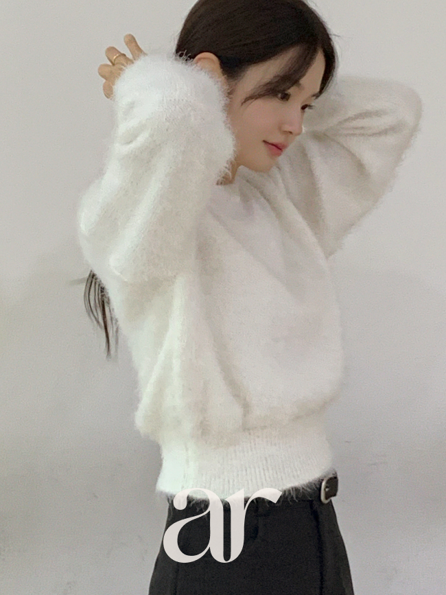 라운드넥 세미 크롭 솔잎 니트 nt5255 - 상세 이미지 2