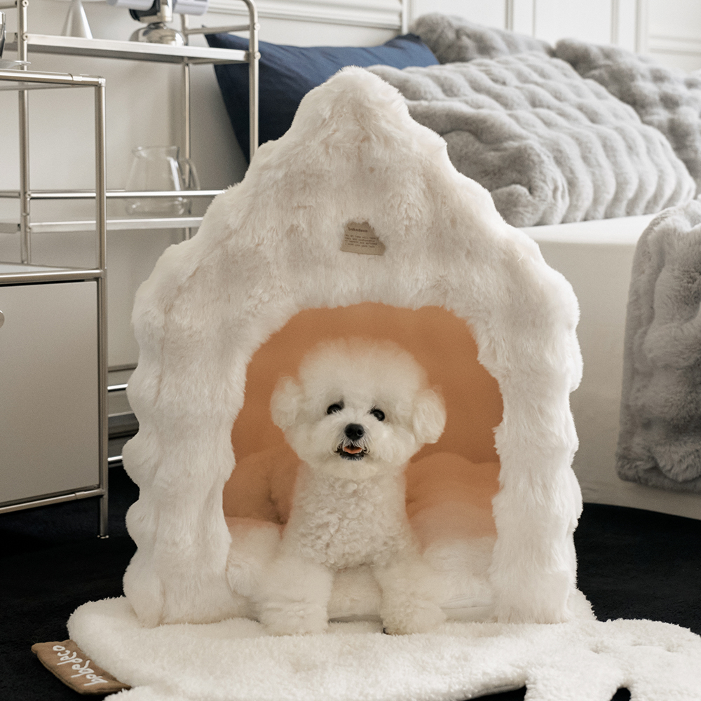 몽글몽글 밍크 라떼 고양이 강아지집 애견 텐트 펫 하우스 동굴 방석 세트 숨숨집 소형견