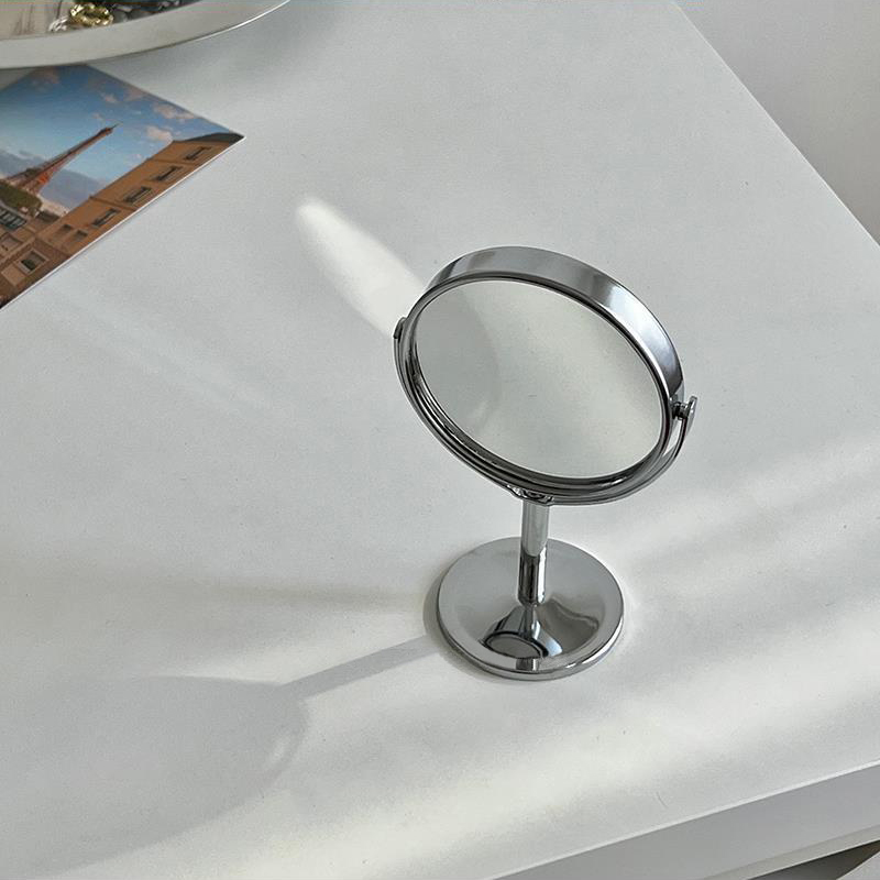 360도 회전 각도조절 화장 탁상 사무실 메이크업 미니 확대 양면 원형 스탠드 거울 이미지 6