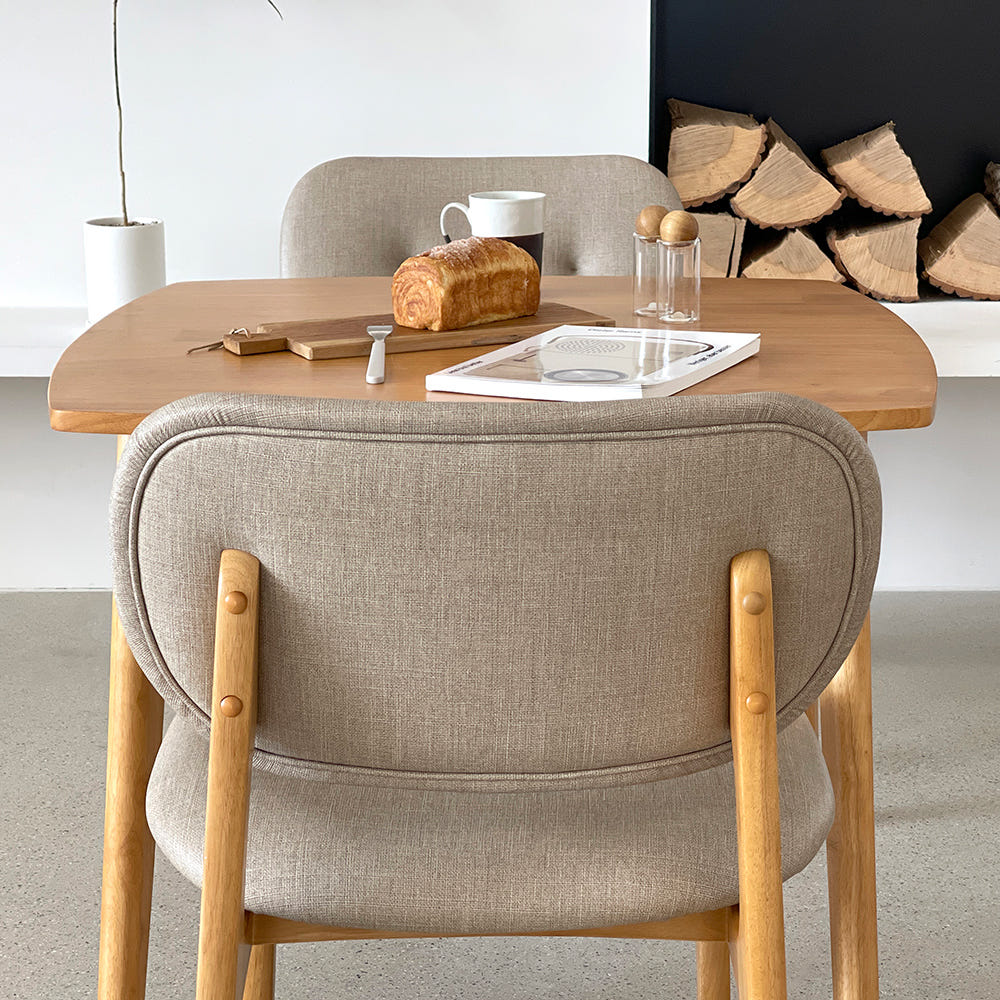 로포텐 올라 원목 2인용 식탁세트 낮은 식탁+의자2, 850mm, 베이지그레이