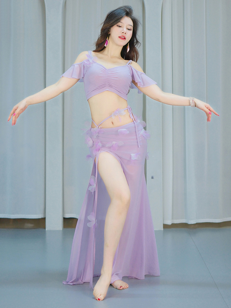 입체 꽃장식 셔링 망사 밸리 라인 댄스복 그린 XL - 상세 이미지 5