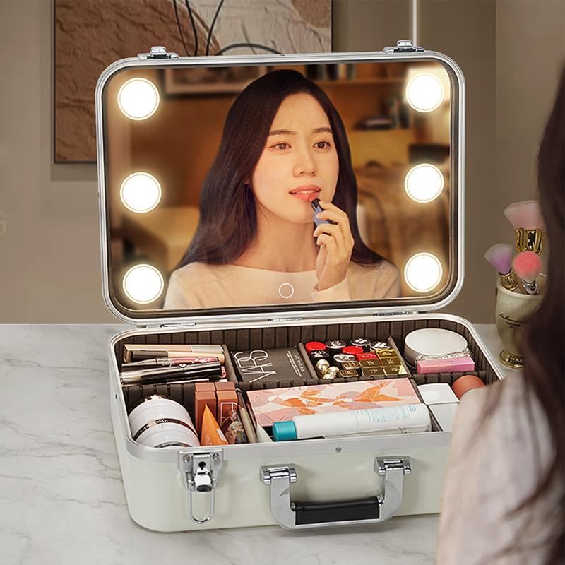 LED 조명 메이크업 박스 파우치 화장품 정리 멀티 대형 다용도 가방 칸막이 보관함 수납 - 상세 이미지 3